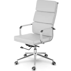 Sedia da ufficio ecopelle design moderno con ruote bianca Officepro