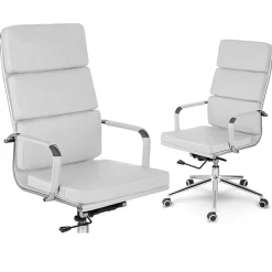 Sedia da ufficio ecopelle design moderno con ruote bianca Officepro