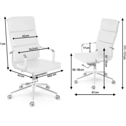 Sedia da ufficio ecopelle design moderno con ruote bianca Officepro