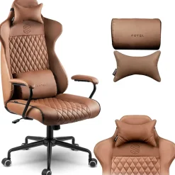 Sedia da ufficio ecopelle design moderno con ruote marrone Relaxpro
