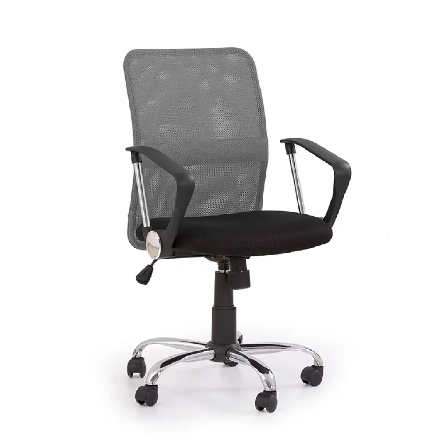Sedia da ufficio girevole in tessuto nero grigio Shelly