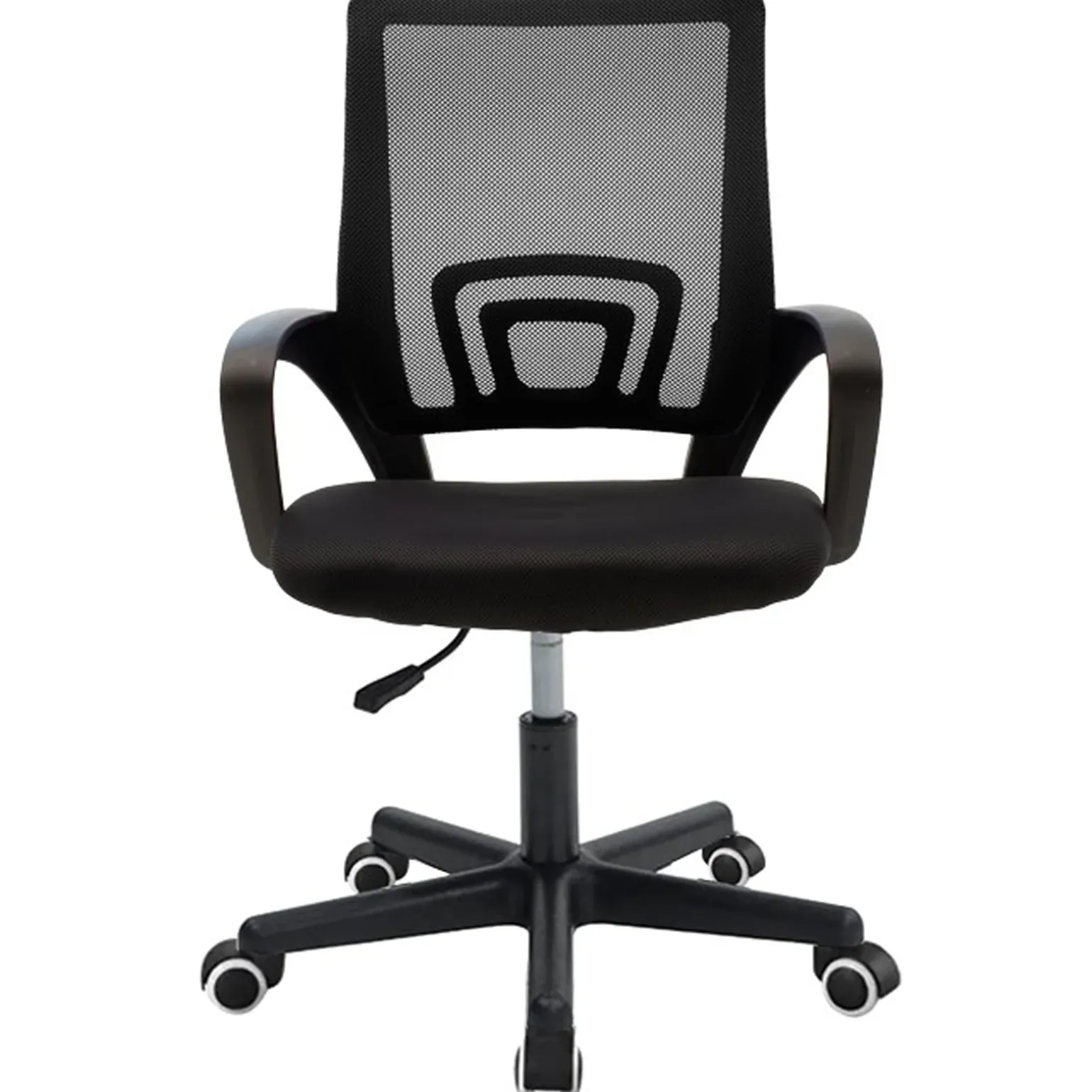 Sedia da ufficio imbottita in tessuto con ruote e struttura nera Mesh