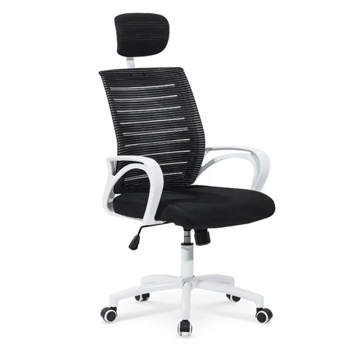 Sedia da ufficio in tessuto con ruote nero bianco Jumper