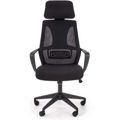 Sedia da ufficio regolabile con ruote in tessuto nero Clay