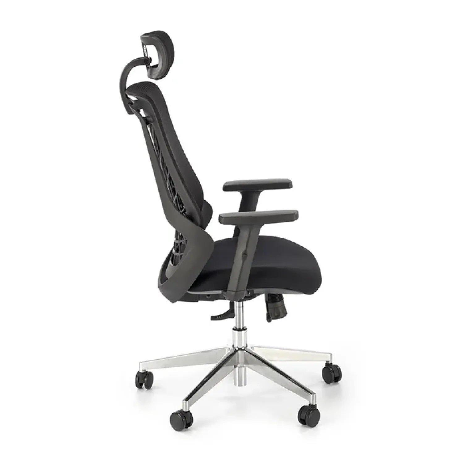 Sedia gaming con ruote regolabile in tessuto nero Riccardi
