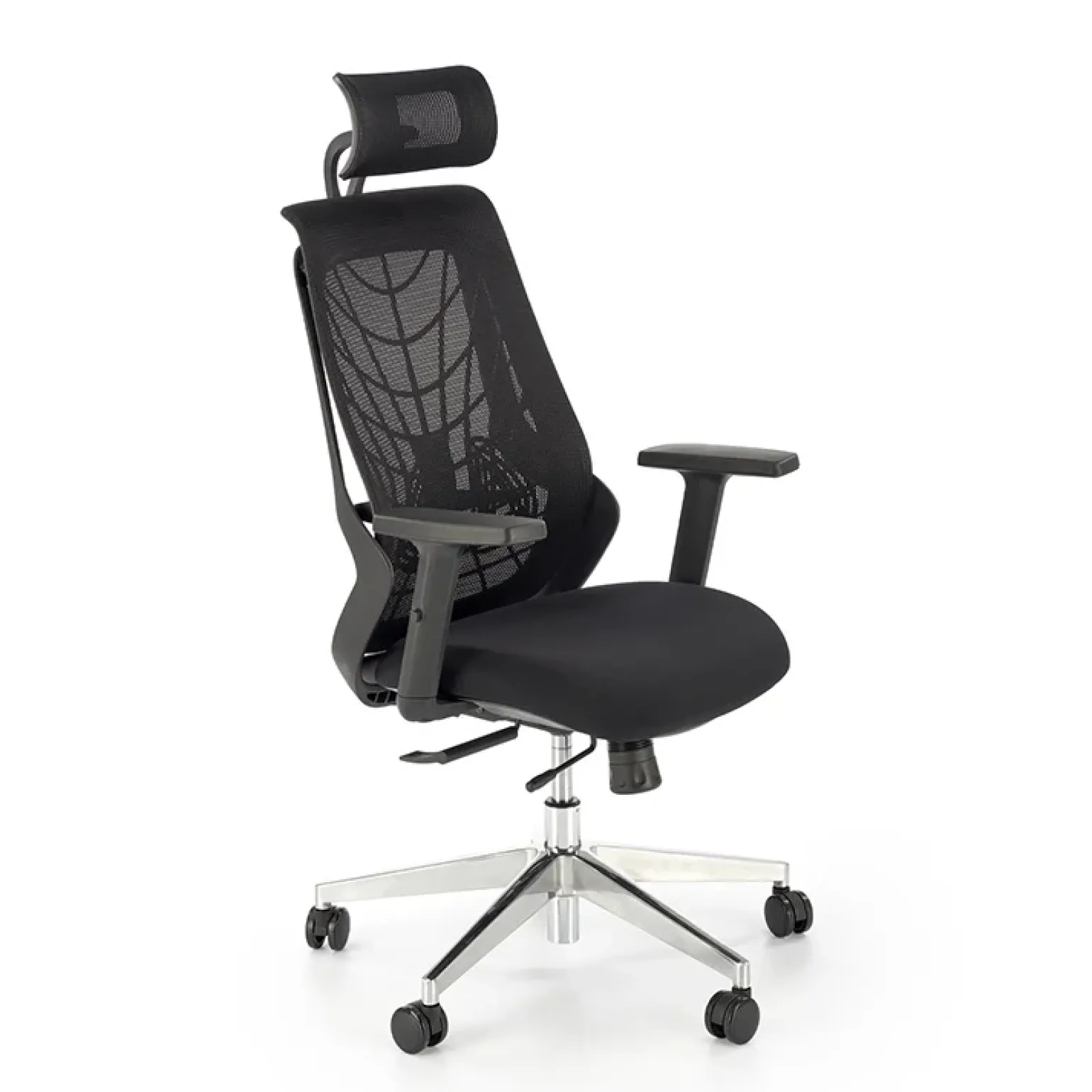 Sedia gaming con ruote regolabile in tessuto nero Riccardi