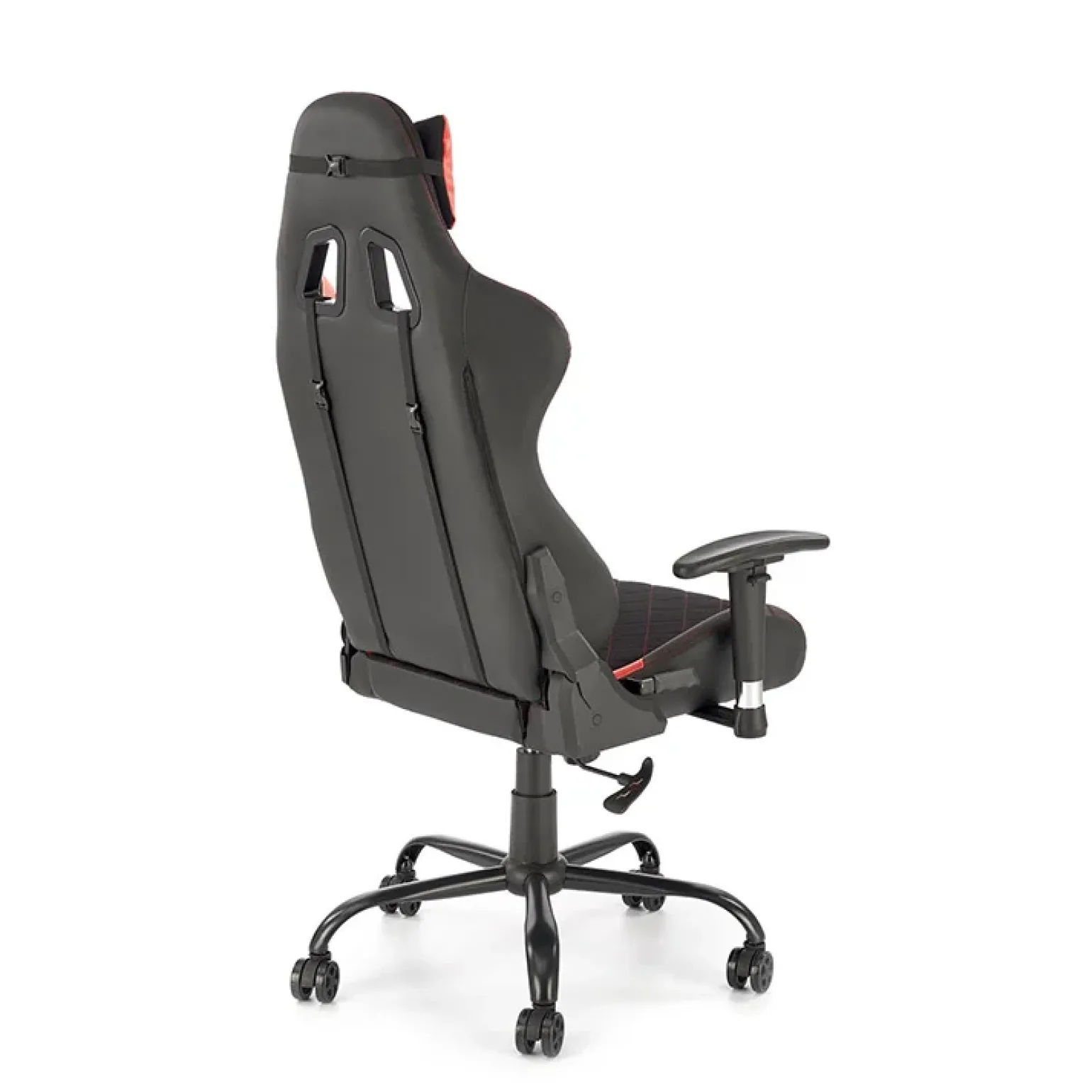 Sedia gaming con ruote regolabile in tessuto rosso nero Degel