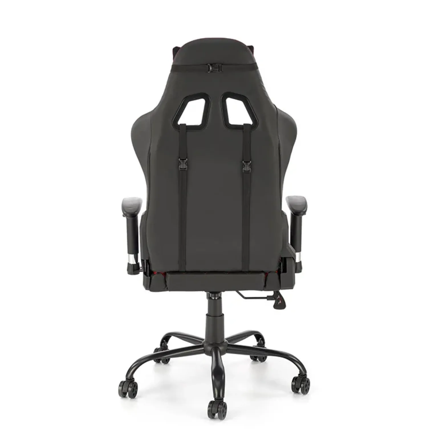 Sedia gaming con ruote regolabile in tessuto rosso nero Degel