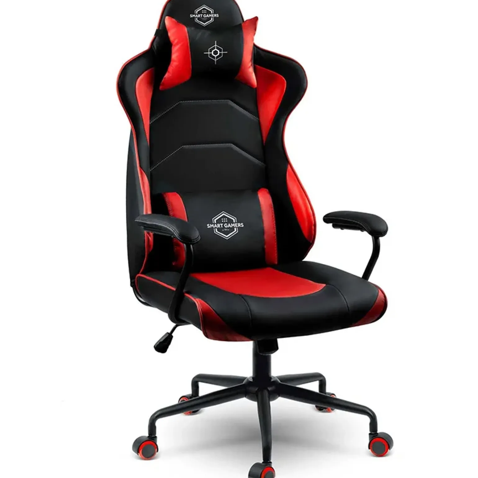 Sedia gaming regolabile con ruote in ecopelle nera rosso Game