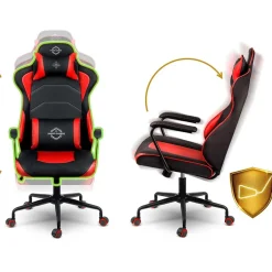 Sedia gaming regolabile con ruote in ecopelle nera rosso Game