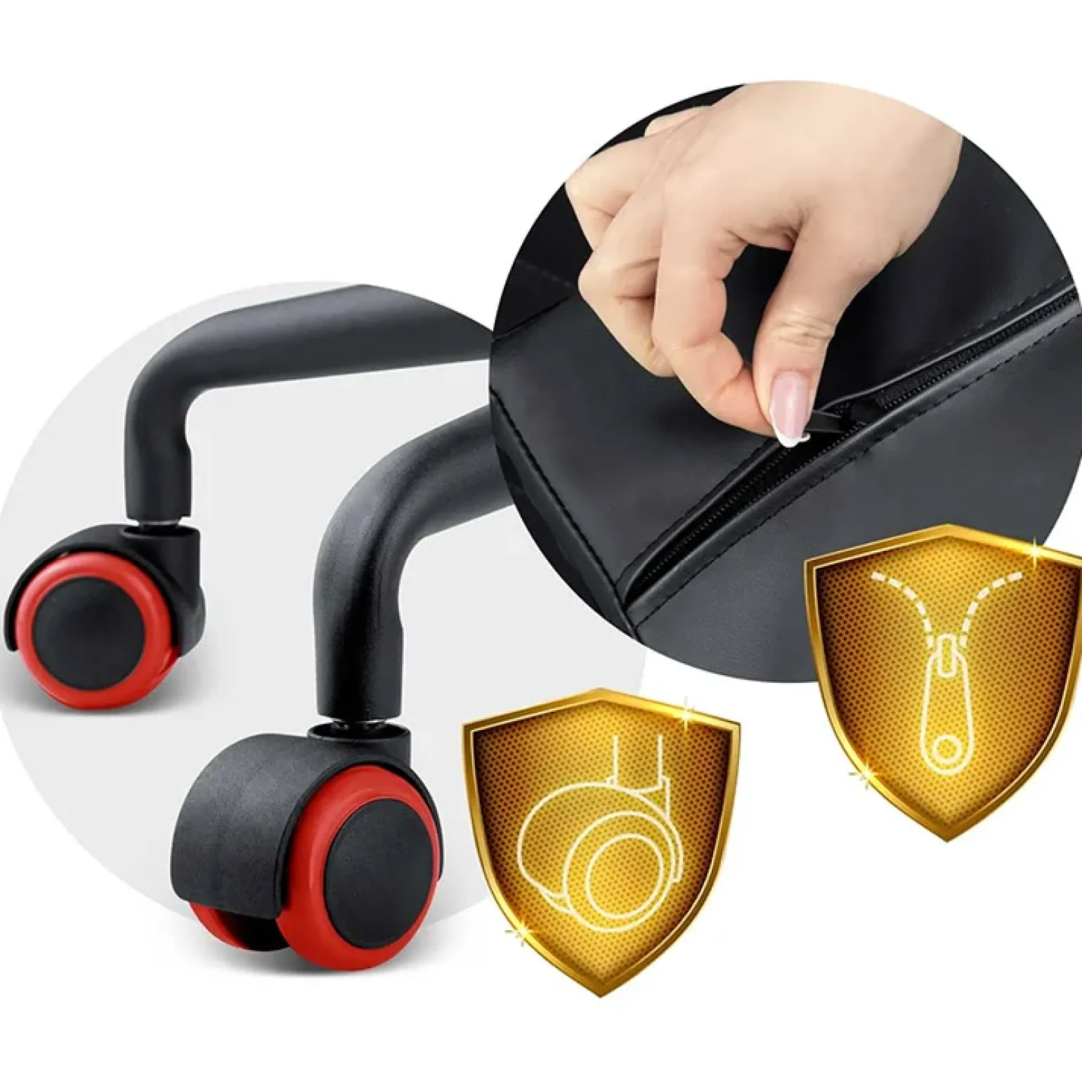 Sedia gaming regolabile con ruote in ecopelle nera rosso Game