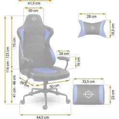 Sedia gaming regolabile con ruote in ecopelle nera blu Game