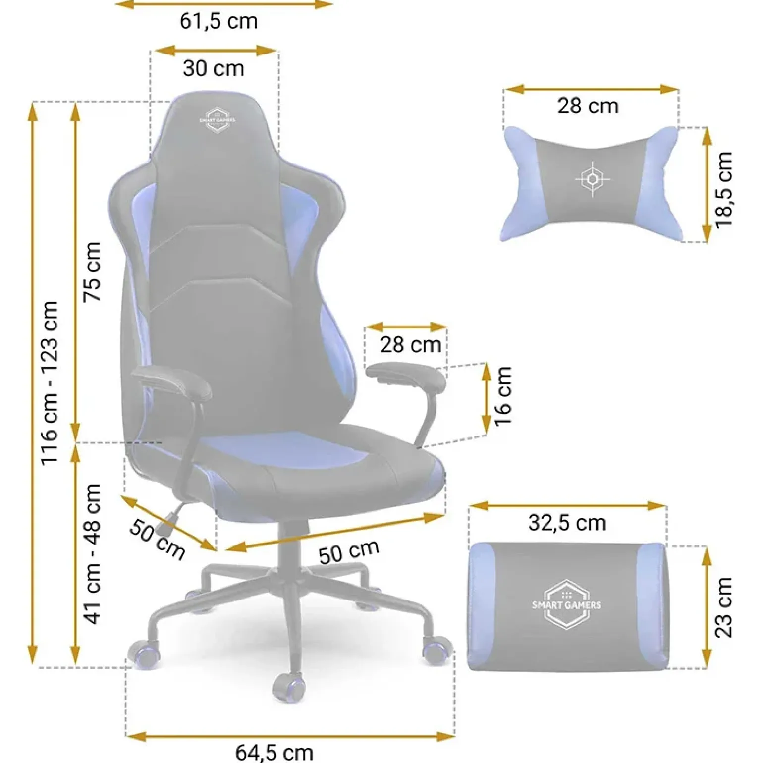 Sedia gaming regolabile con ruote in ecopelle nera blu Game