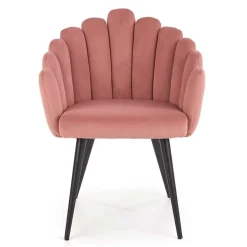 Sedia imbottita design moderno in velluto rosa Alessia