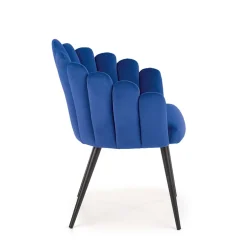 Sedia imbottita design moderno in velluto blu nero Alessia