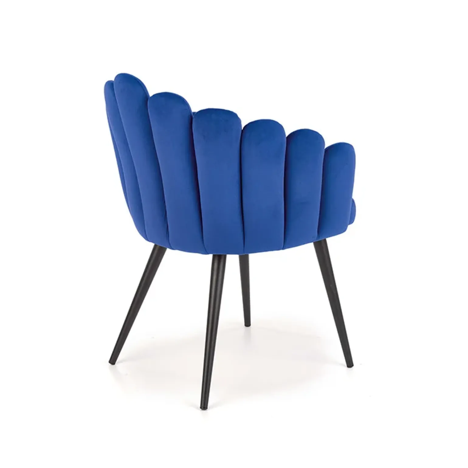 Sedia imbottita design moderno in velluto blu nero Alessia