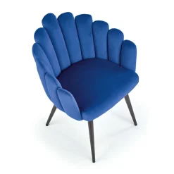 Sedia imbottita design moderno in velluto blu nero Alessia