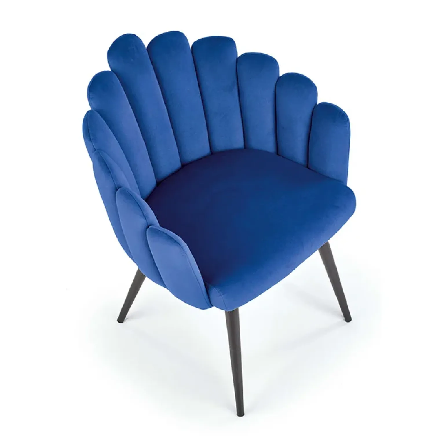 Sedia imbottita design moderno in velluto blu nero Alessia