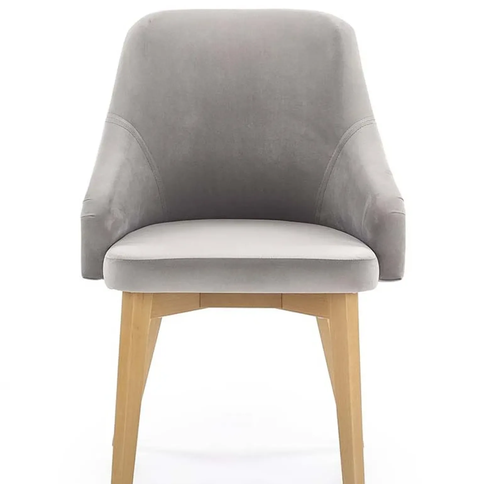 Sedia imbottita in tessuto grigio chiaro rovere miele Belen