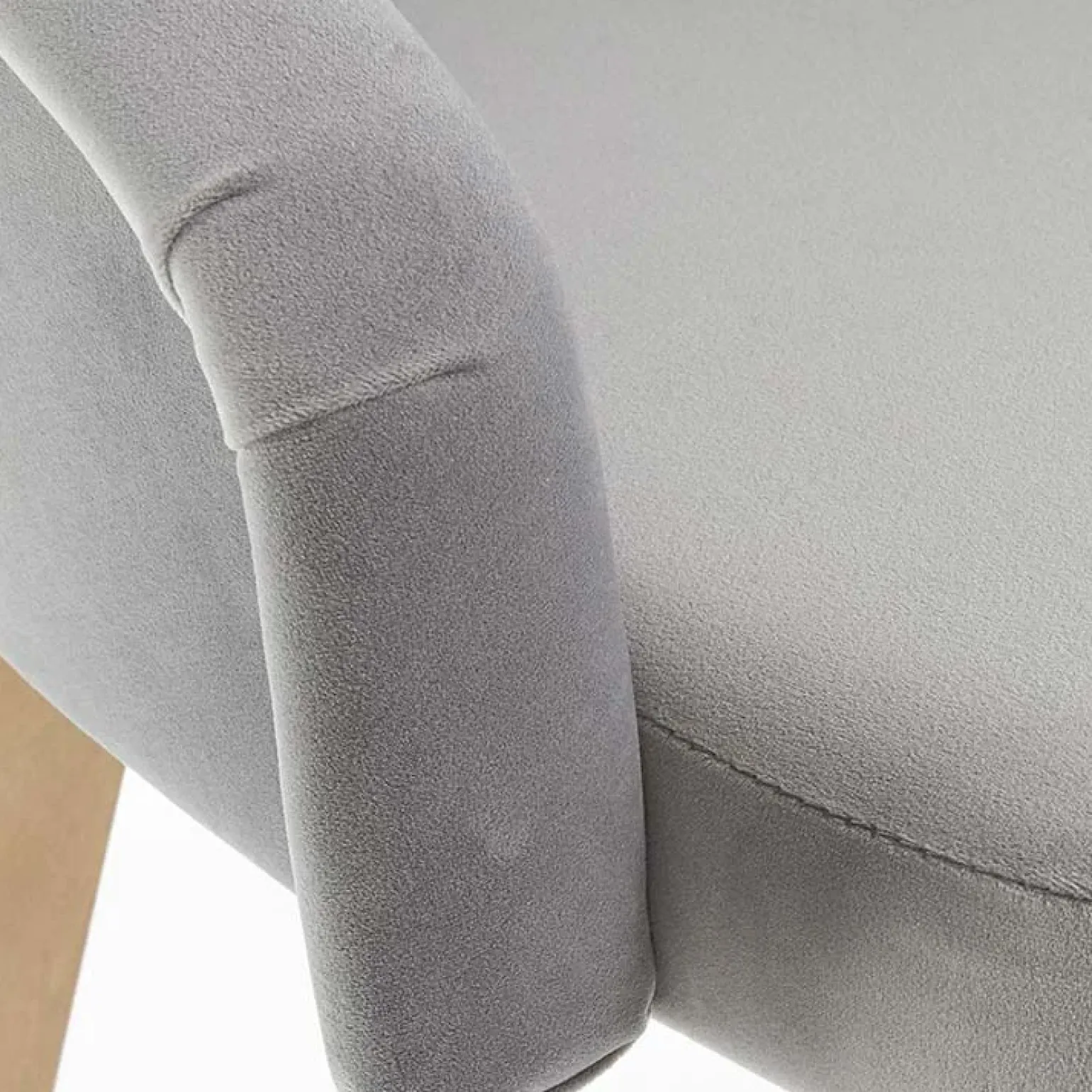 Sedia imbottita in tessuto grigio chiaro rovere miele Belen
