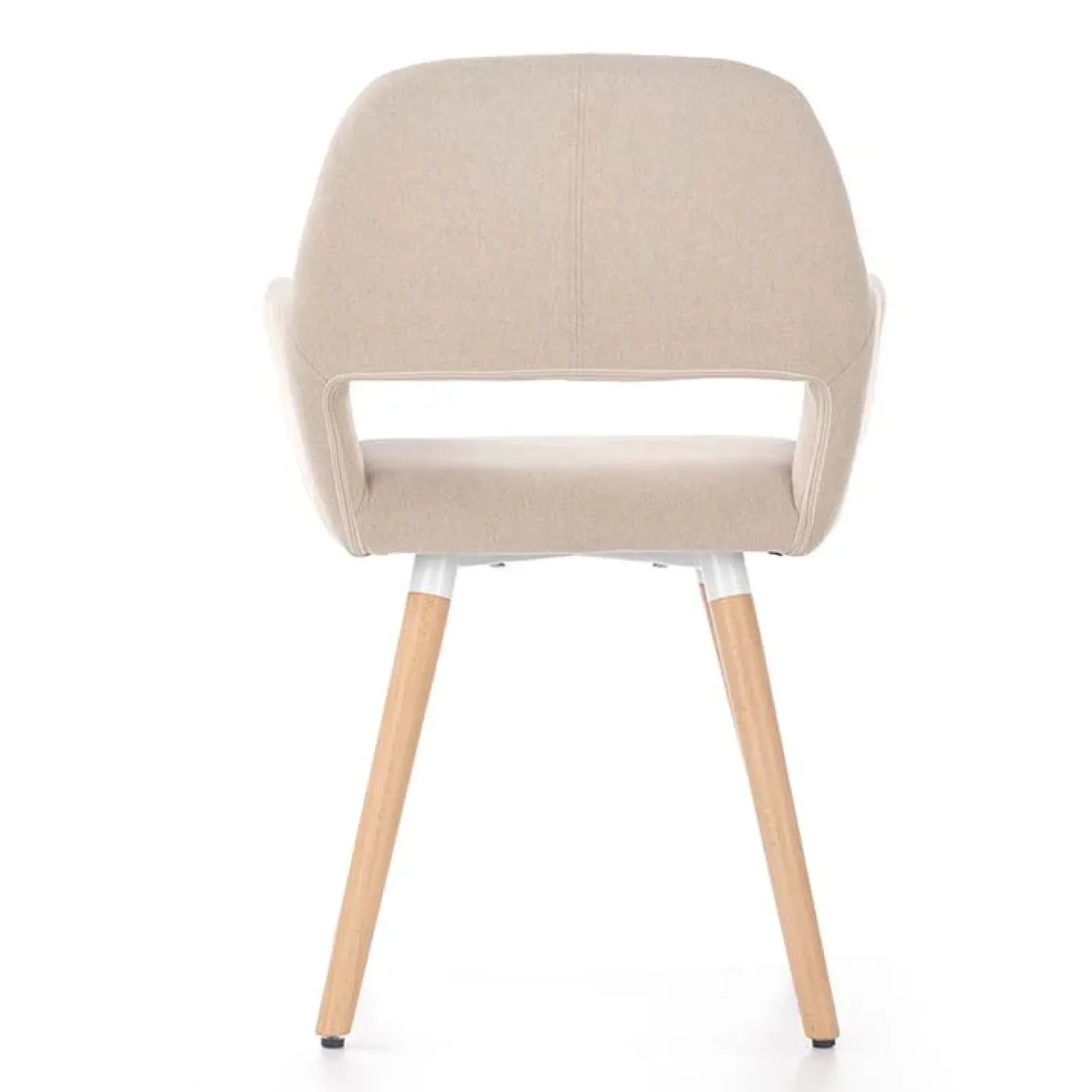 Sedia imbottita in tessuto beige con gambe in legno rovere Irina