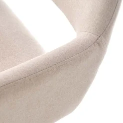 Sedia imbottita in tessuto beige con gambe in legno rovere Irina
