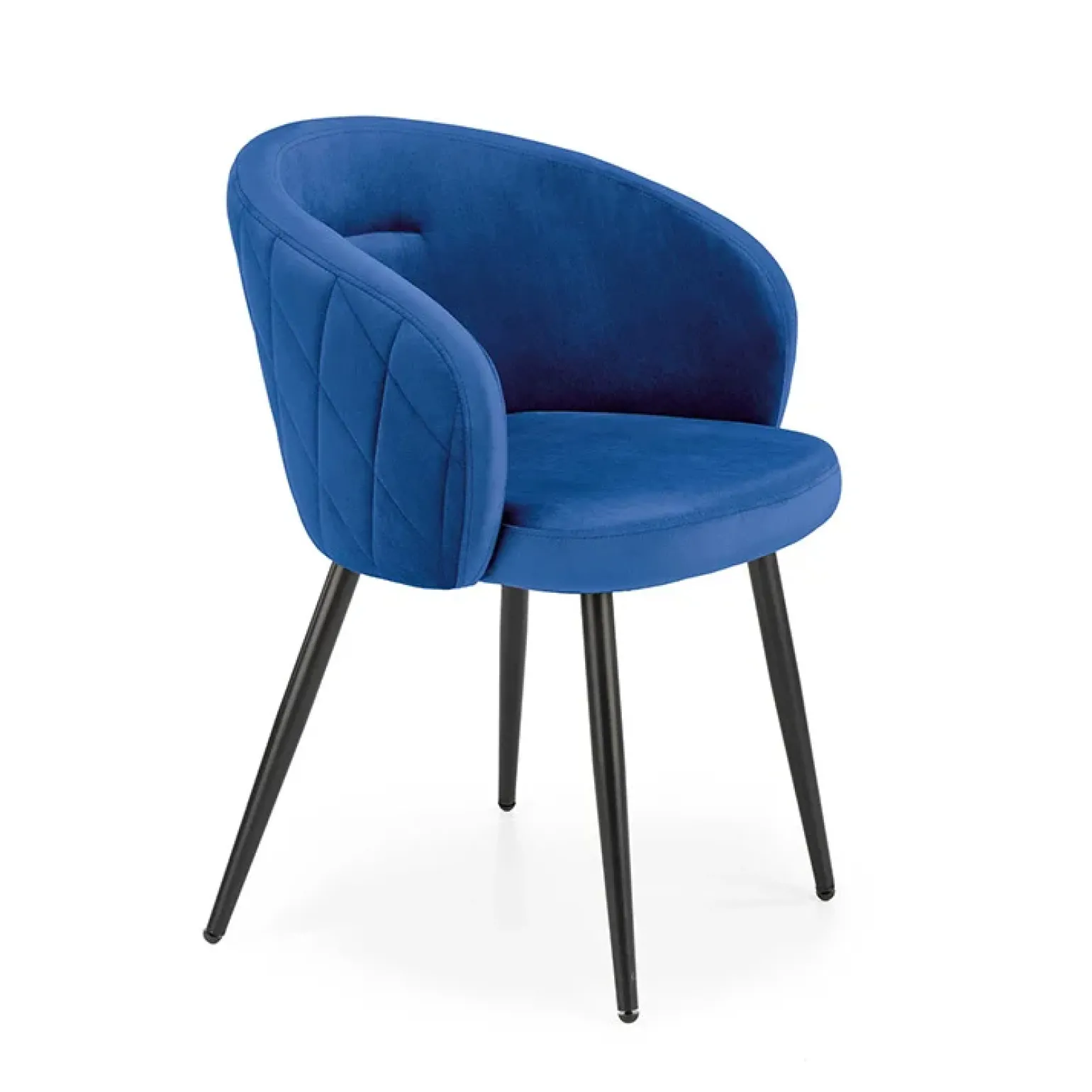 Sedia imbottita in tessuto blu acciaio nero Amiata