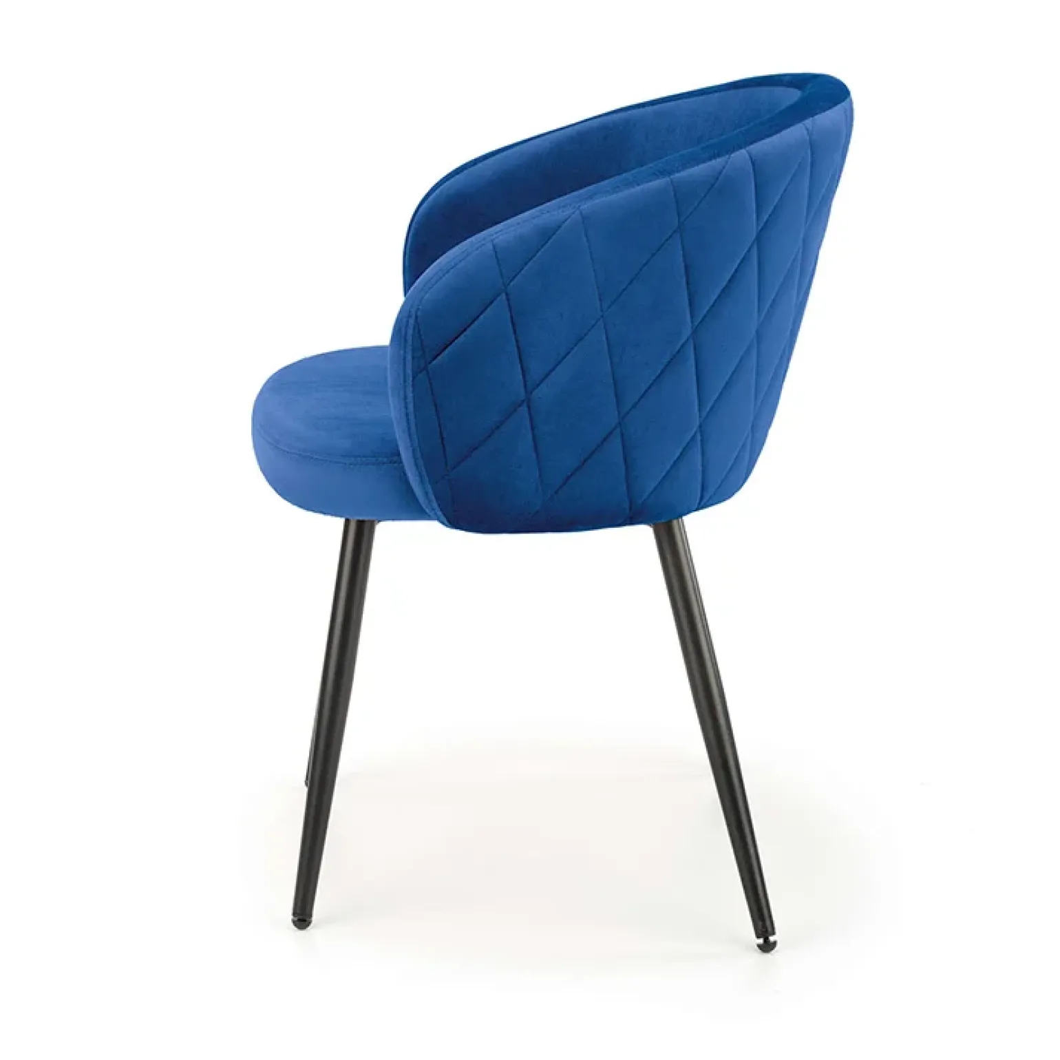Sedia imbottita in tessuto blu acciaio nero Amiata
