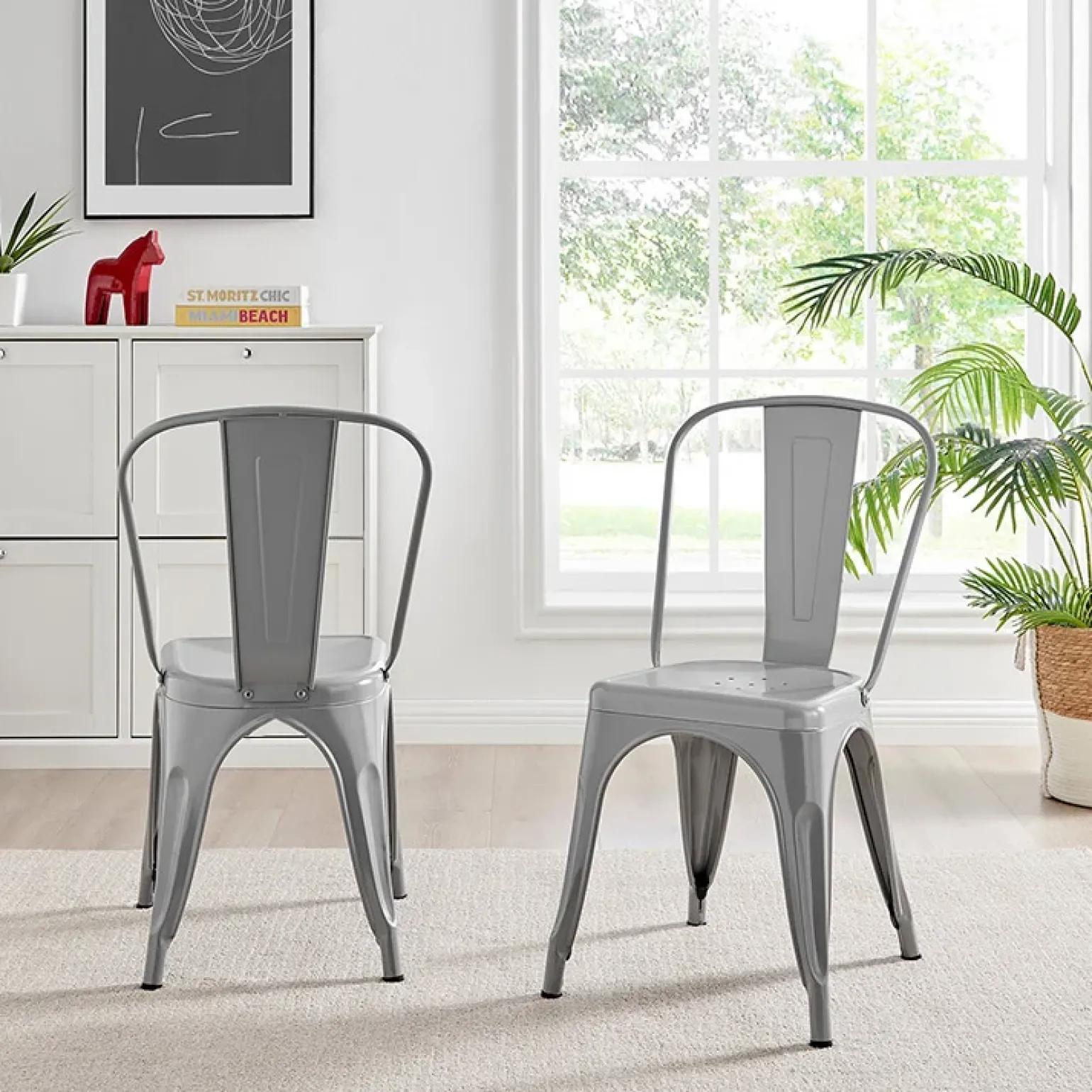 Sedia in metallo impilabile industrial saloon grigio Lix