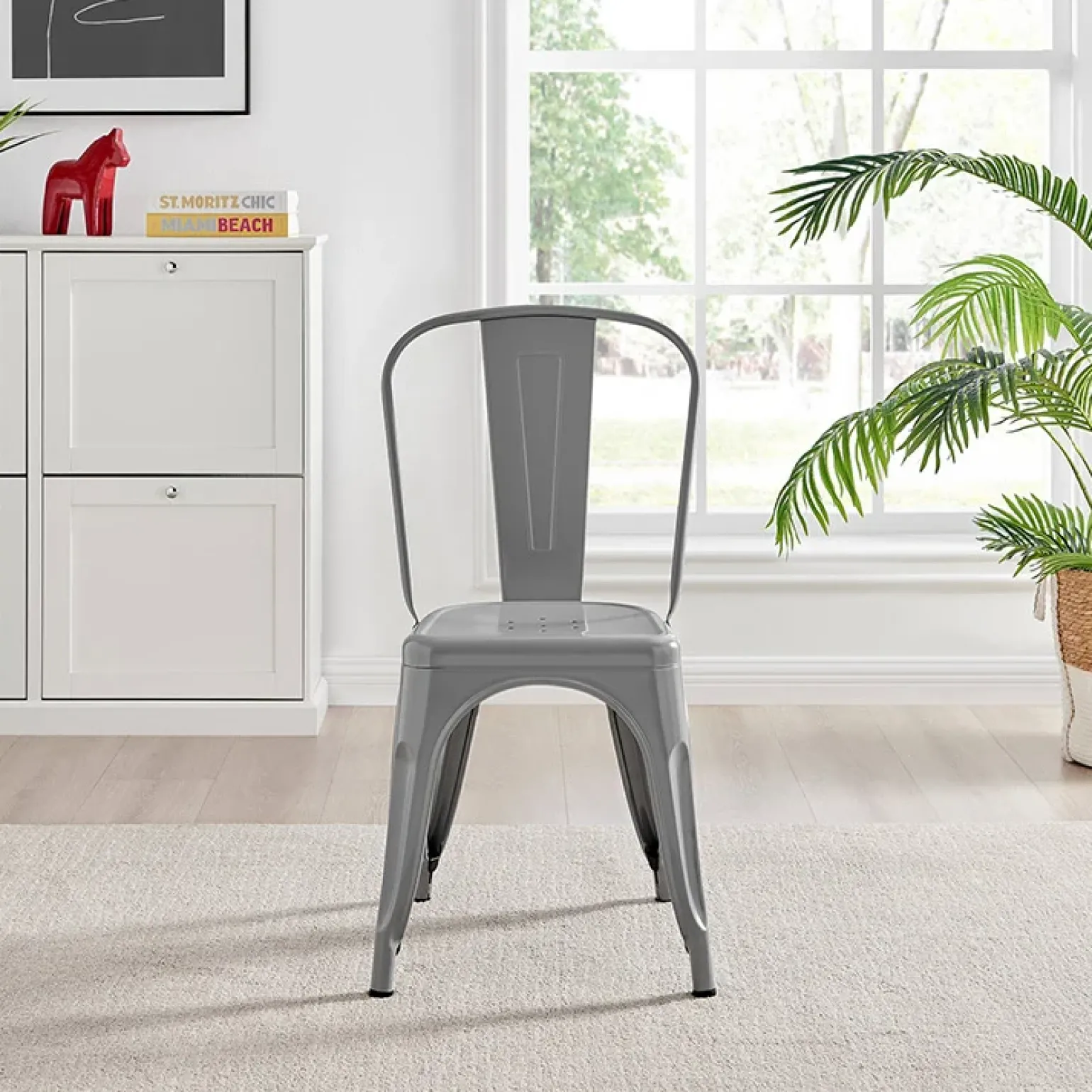 Sedia in metallo impilabile industrial saloon grigio Lix