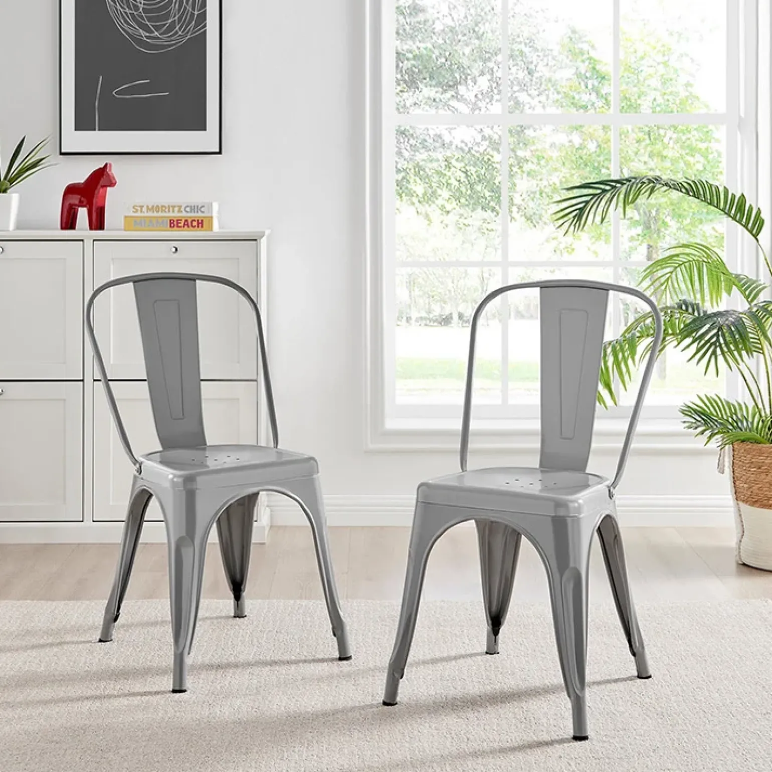 Sedia in metallo impilabile industrial saloon grigio Lix