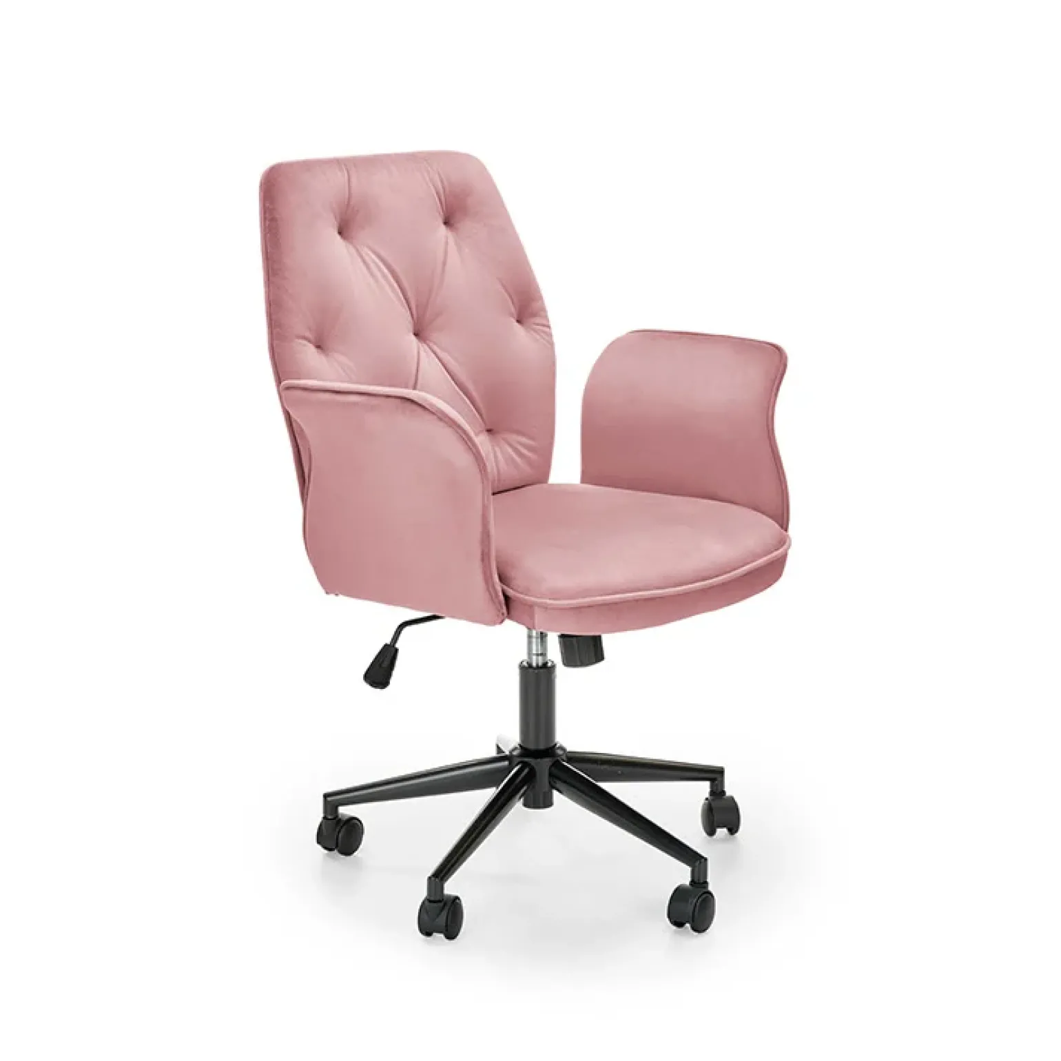 Sedia moderna con braccioli regolabile in velluto rosa Dionisia