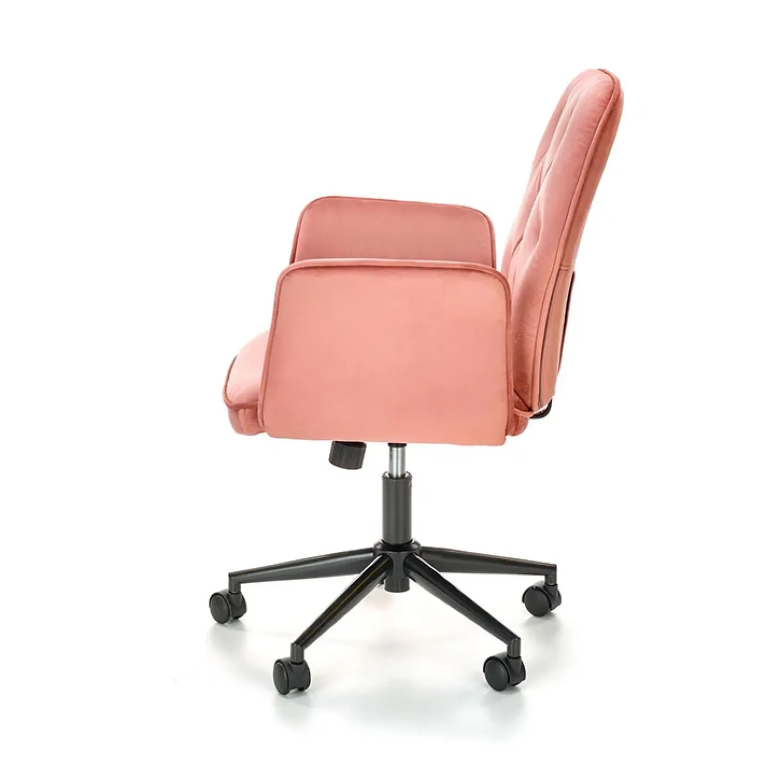 Sedia moderna con braccioli regolabile in velluto rosa Dionisia