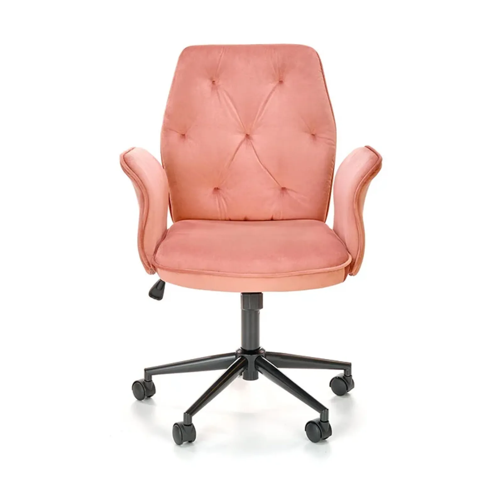 Sedia moderna con braccioli regolabile in velluto rosa Dionisia