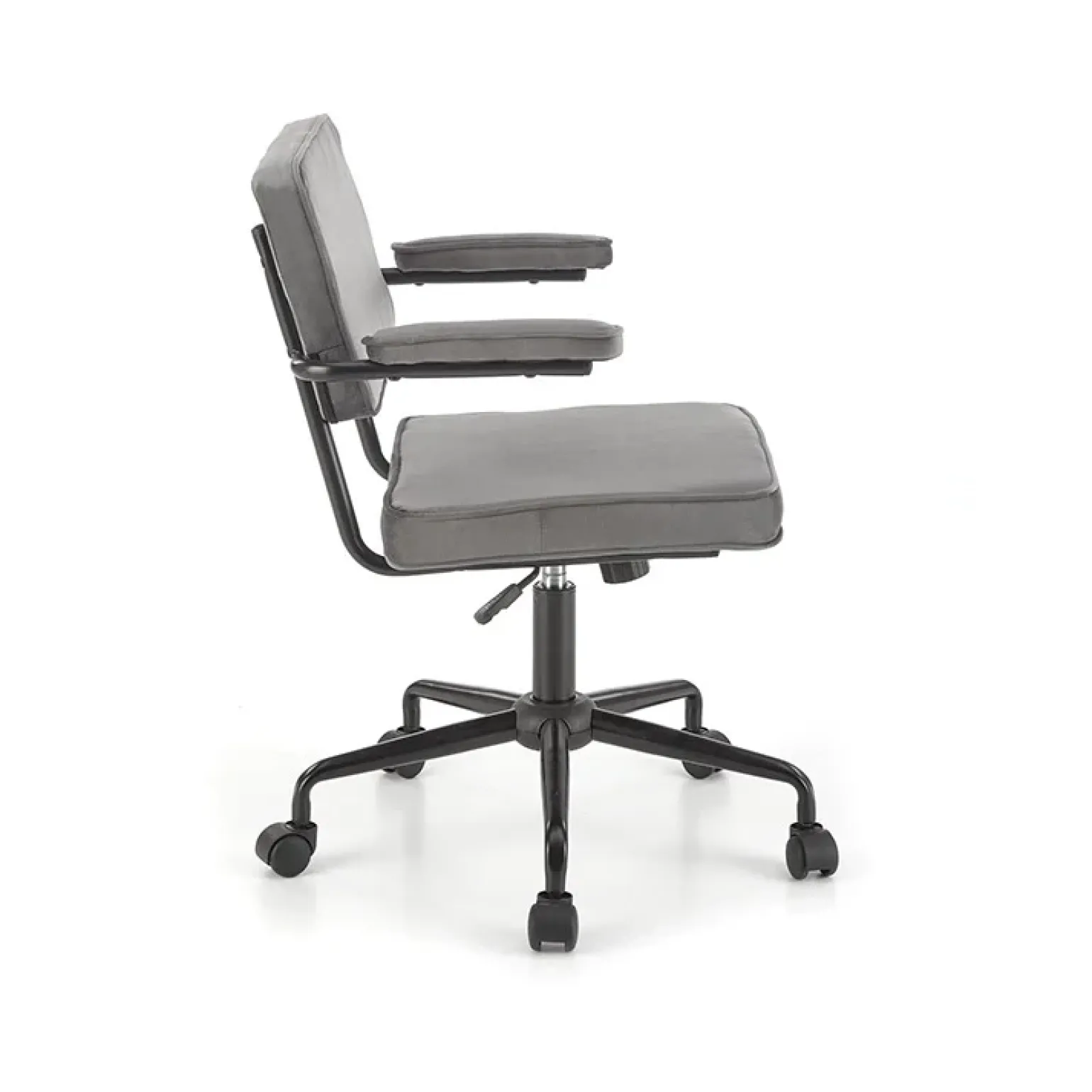 Sedia moderna girevole con braccioli in tessuto grigio Fuego