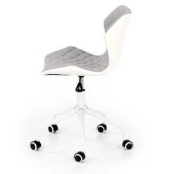 Sedia per scrivania ragazzi con ruote in tessuto ecopelle grigio bianco Bilbao