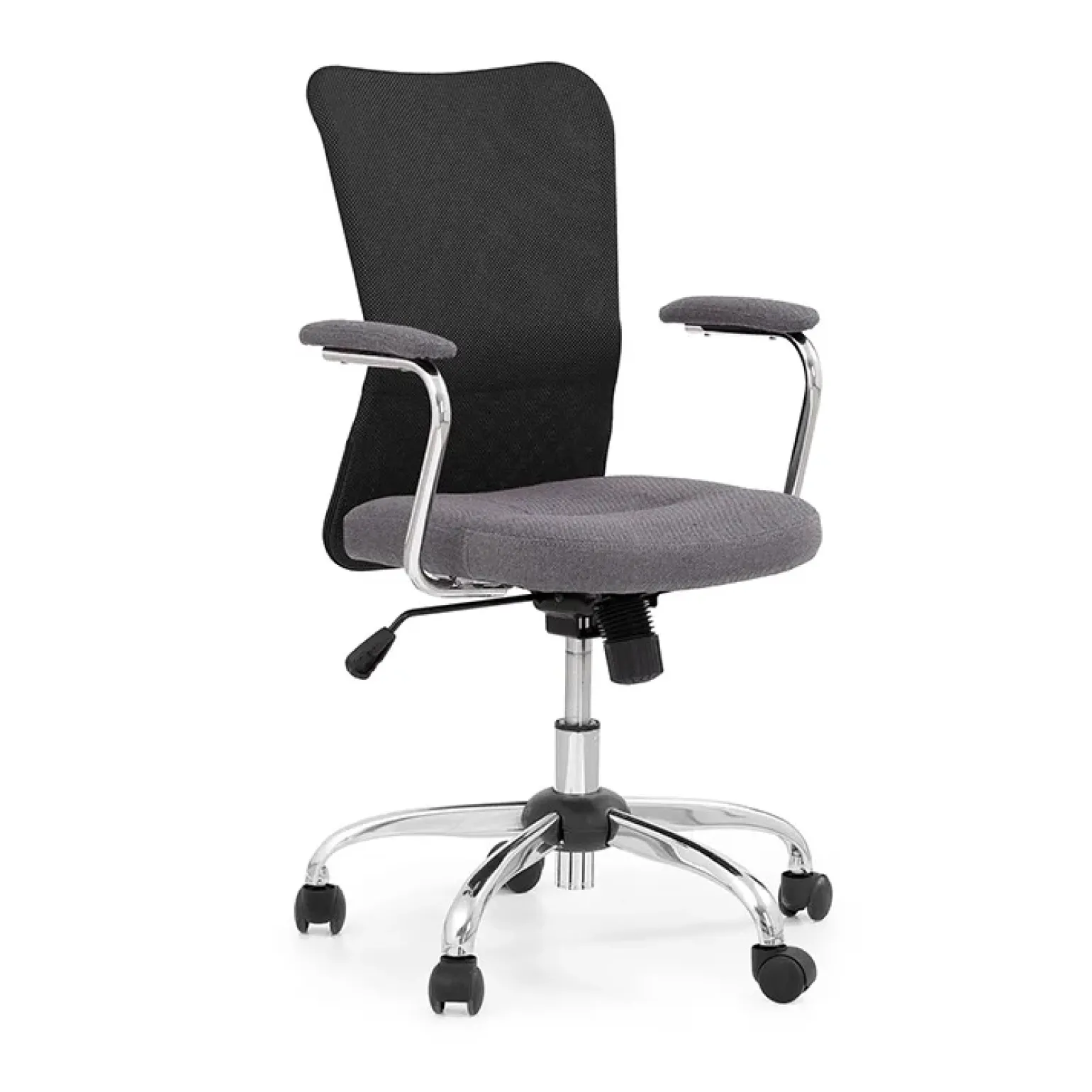 Sedia per scrivania ragazzi girevole in tessuto grigio nero Tuck