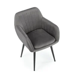 Sedia sala da pranzo con braccioli in tessuto velluto grigio scuro Slash