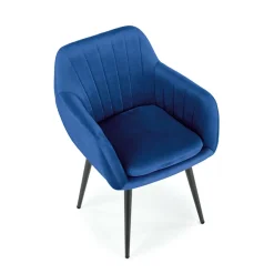 Sedia sala da pranzo con braccioli in tessuto velluto blu Slash