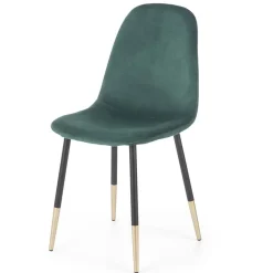 Sedia sala da pranzo imbottita in velluto acciaio verde oro nero Nubia