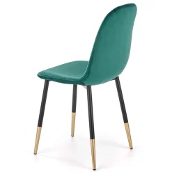 Sedia sala da pranzo imbottita in velluto acciaio verde oro nero Nubia