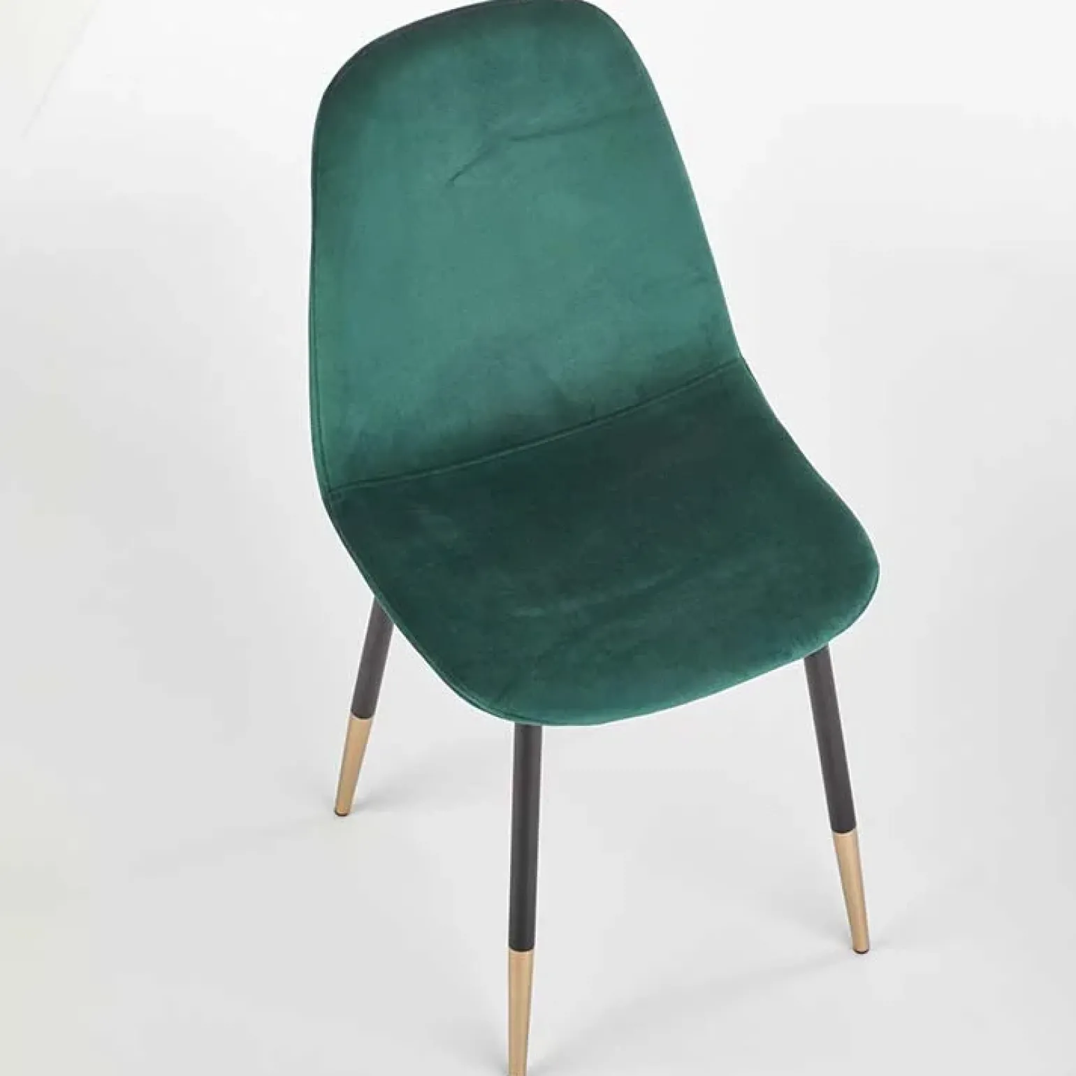 Sedia sala da pranzo imbottita in velluto acciaio verde oro nero Nubia