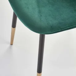 Sedia sala da pranzo imbottita in velluto acciaio verde oro nero Nubia
