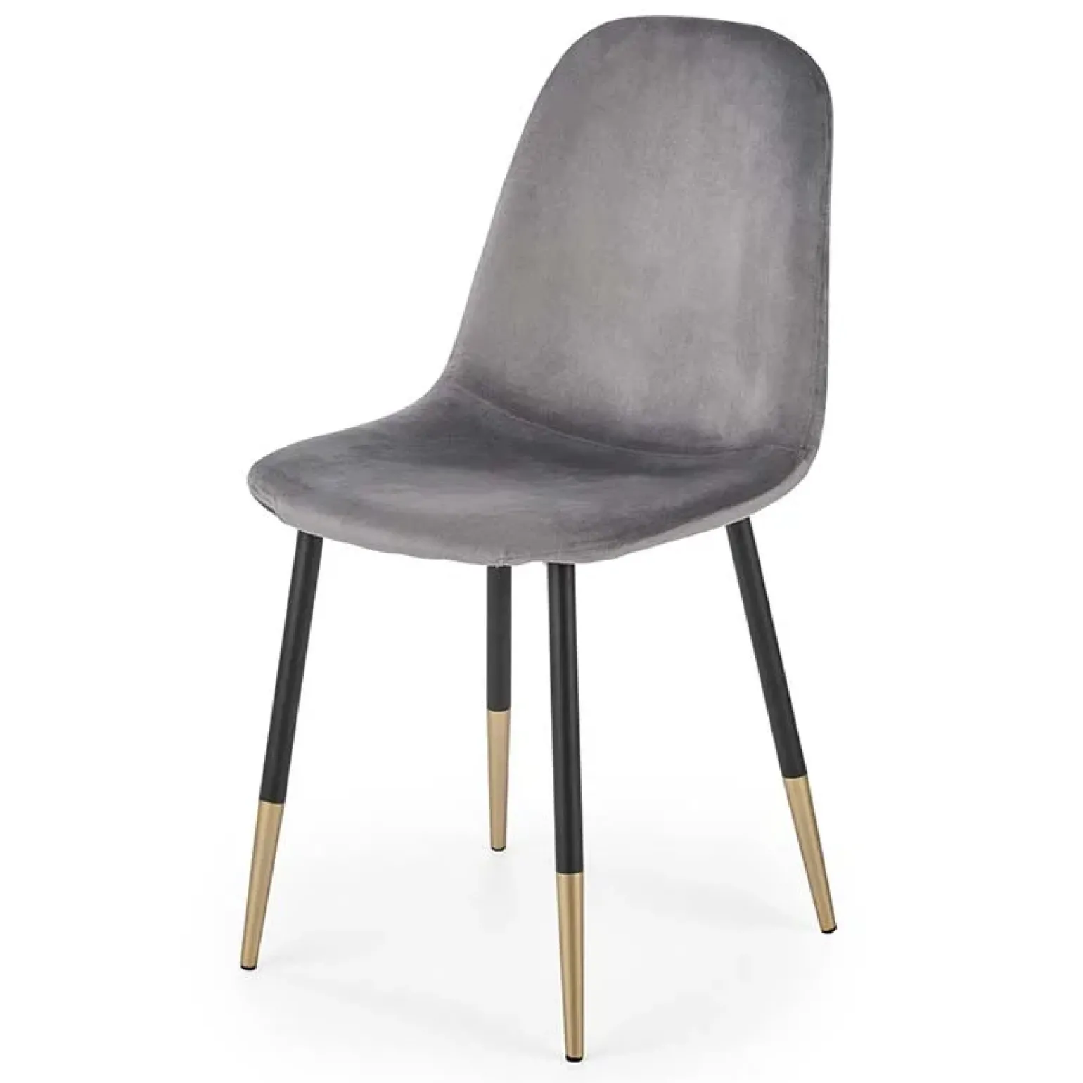 Sedia sala da pranzo imbottita in velluto acciaio grigio nero oro Nubia