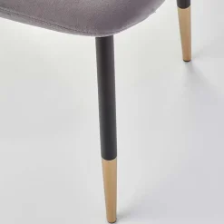 Sedia sala da pranzo imbottita in velluto acciaio grigio nero oro Nubia