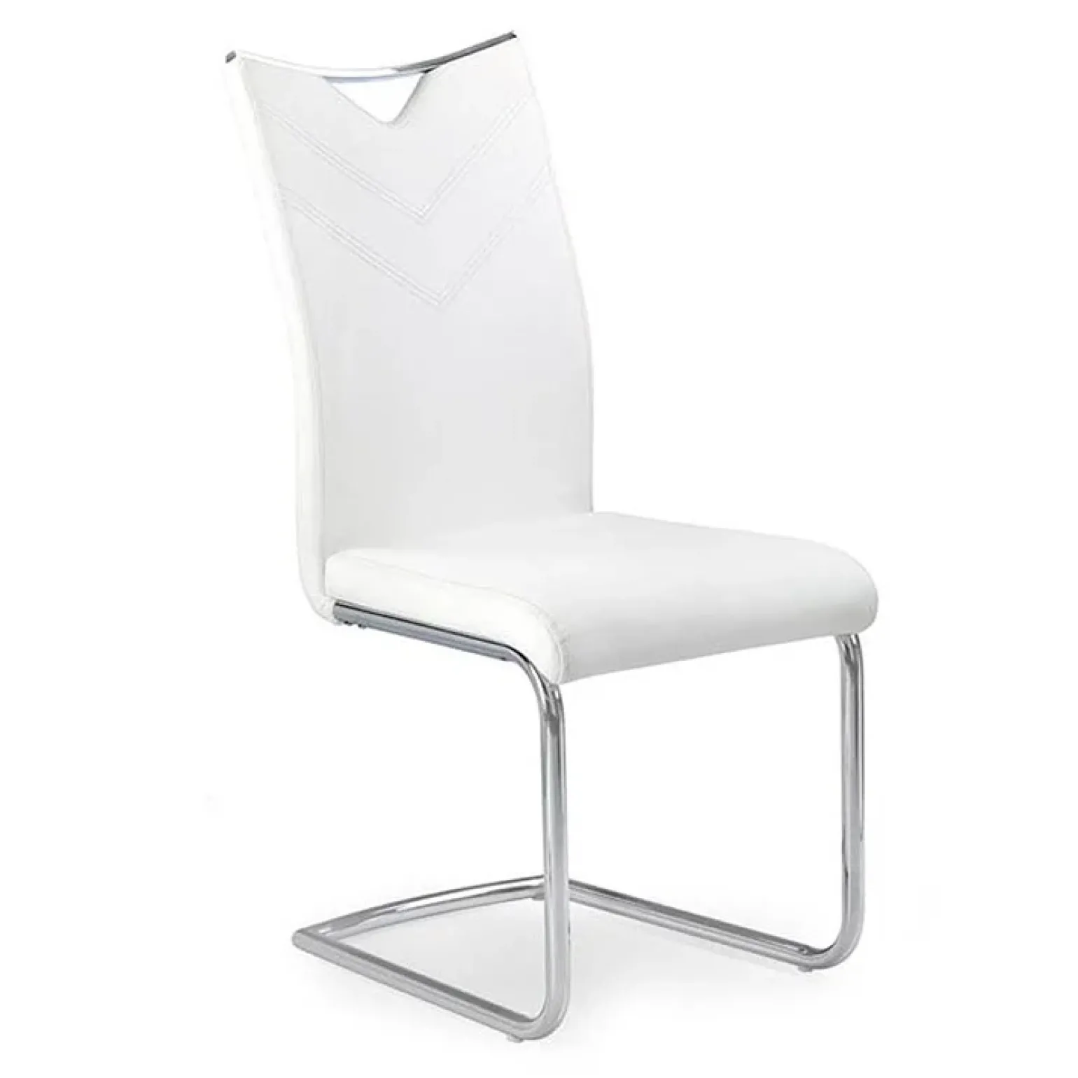 Sedia soggiorno in ecopelle bianco con gambe in metallo Soraya