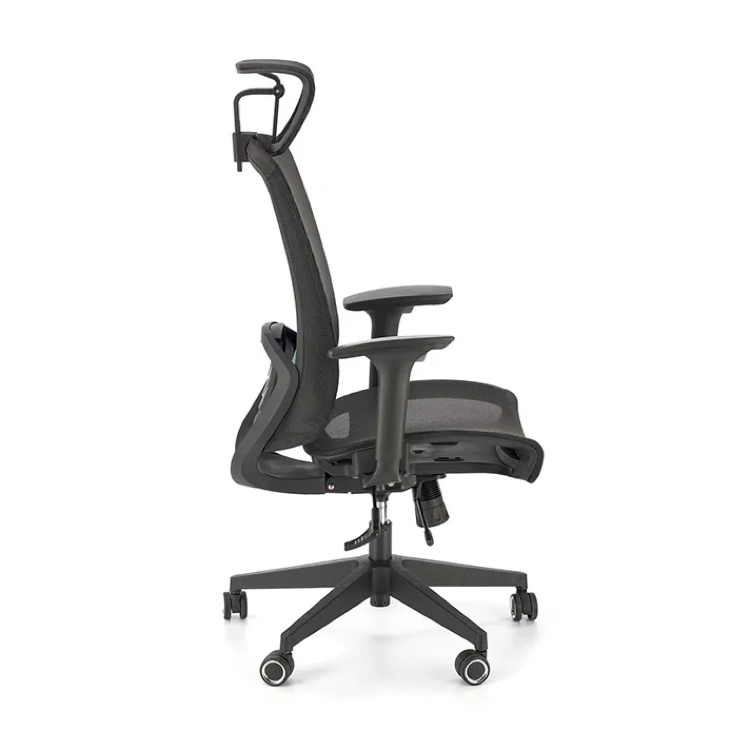Sedia ufficio regolabile con ruote in tessuto nero Bonito