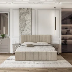 Set 2 comodini moderni 40x59h cm 1 cassetto beige Emporio
