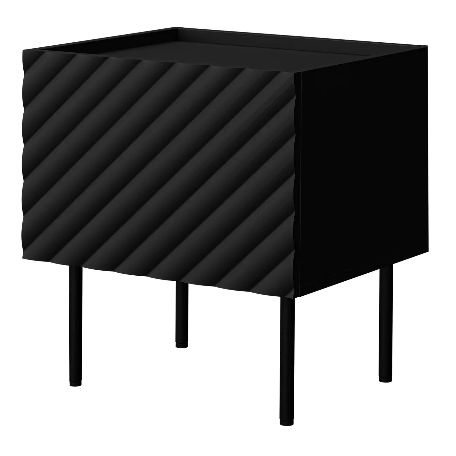 Set 2 comodini 47x52h cm 1 anta con frontali decorati nero Daniele