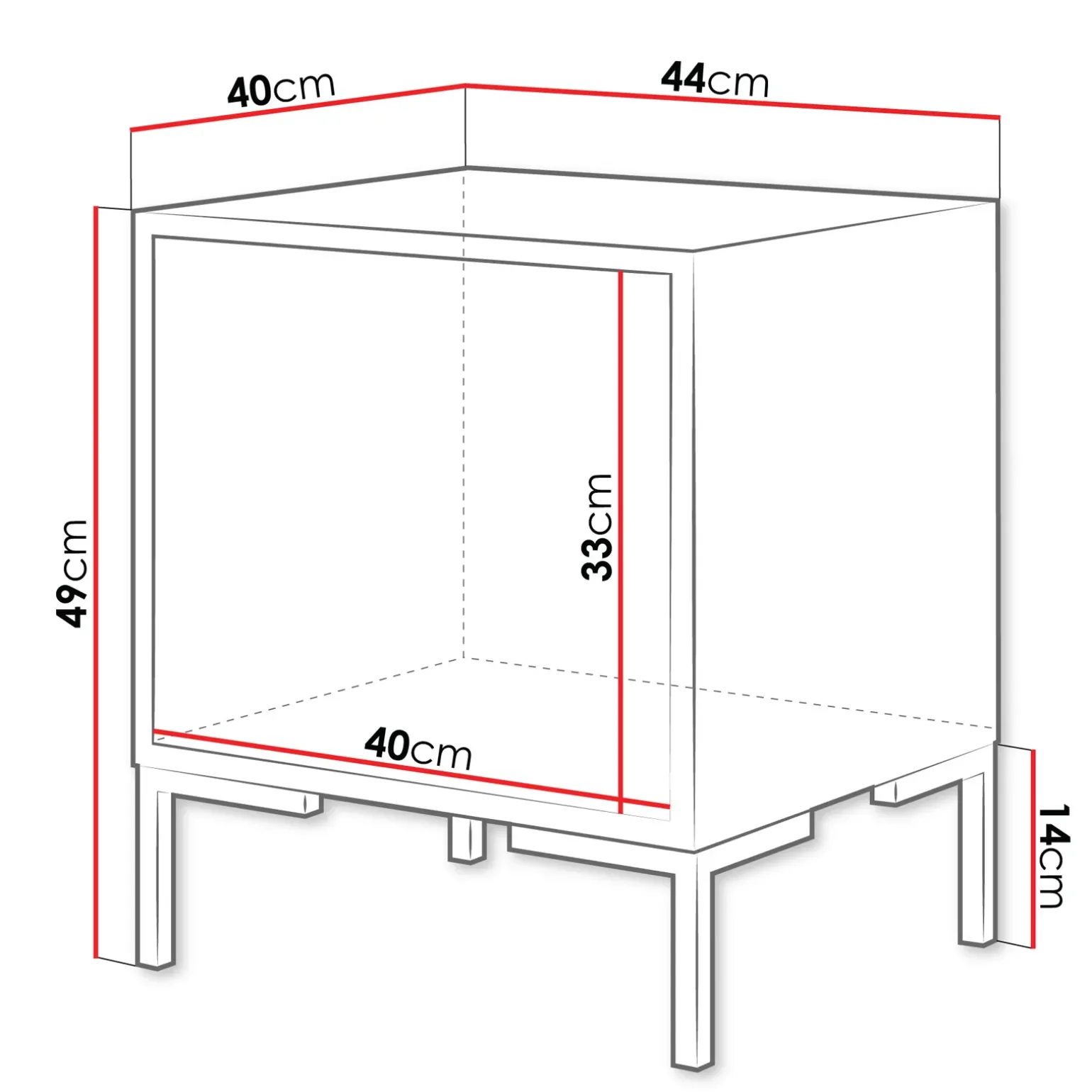 Set 2 comodini 44x49h cm 1 anta rovere nero Duble